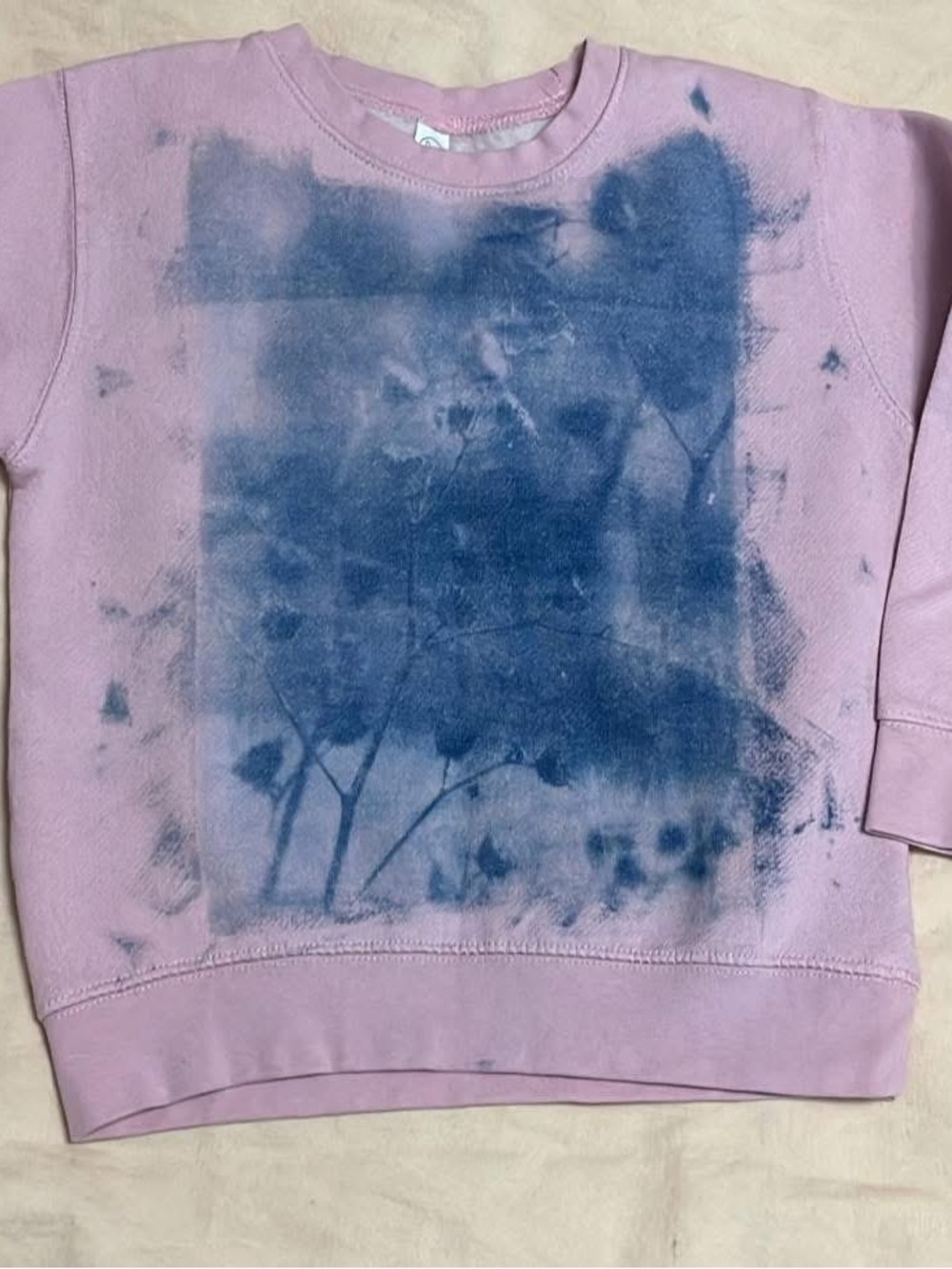 Lavender Sweatshirt with Blue Botanical Print